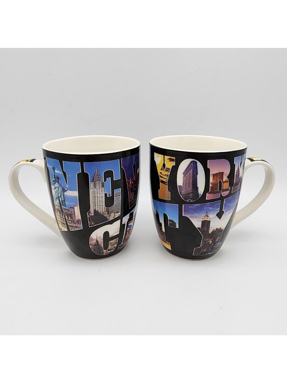 New York City Coffee Mug Cup Pair Souvenir All For You City Graphics NYC Vintage